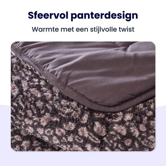 Couette Soulsnooze Teddy Pantera Anthracite 140×200 - Couette 2-en-1 sans housse - Couette lavable sans housse - Couverture - Couvre-lit - Plaid moelleux