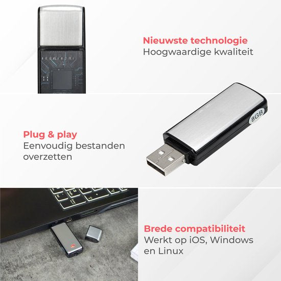 Nuvance - Eavesdropper - Usb Stick Eavesdropper - Voice Recorder Digital - Spy Recorder - Dictaphone - Eavesdropping & Recording