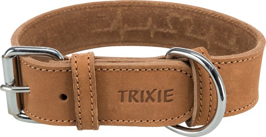 Trixie - Collier rustique en cuir « Hartslag » - Marron - 55-65 x 4 cm