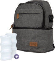 Qwali Cooling Bag Breast Milk - Incluant 2 éléments de refroidissement - Shoulder & Backpack - Storage Bottles - Breastfeeding - Baby - Cooling Backpack - Breast Pump - Grey