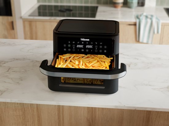 Tristar Airfryer FR-9432 - 10 L - Dual Zone Flex - Fenêtre de visualisation - 8 programmes préréglés - Répartiteur de snacks - 2 800 W