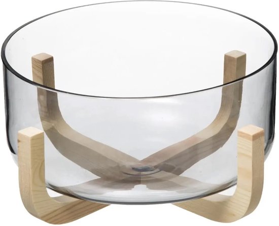 Secret de Gourmet Saladier/plat de service - Verre/bois - D24 cm - Plat de service - corbeille à fruits