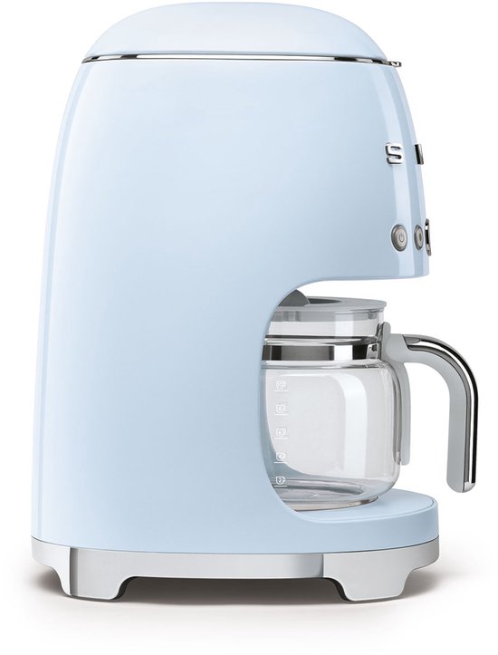 Cafetière à filtre SMEG DCF02PBEU - Cafetière - 10 tasses - Fonction de maintien au chaud 40 min - Réglage de l'arôme - Fonction de démarrage programmable - Style années 50 - Bleu pastel