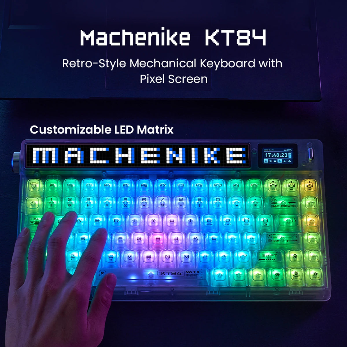 Clavier mécanique Machenike KT84-B84W 75 % - Blanc - Gateron Yellow, RGB, Tri-Mode