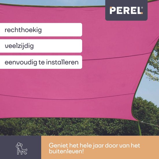 Perel Toile d'ombrage, hydrofuge, 2 x 3 m, 160 g/m², polyester, rectangle, fuchsia