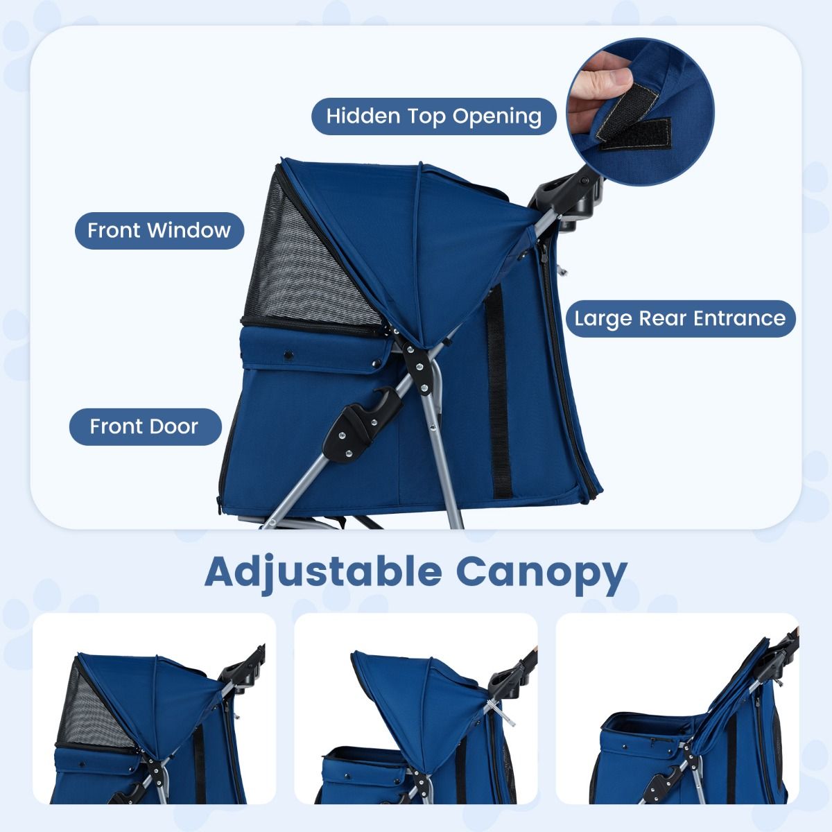 Chariot pliable pour animaux de compagnie Coast - pare-soleil réglable - revêtement lavable - couleur sombre