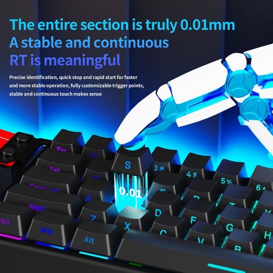 Mide68 - Clavier gaming filaire à 65 % - Clavier à rétroéclairage RGB - Clavier mécanique à déclenchement rapide à effet Hall - Hot Swap - 8 kHz - Temps de réponse de 0,01 mm - 0,125 ms - Touches imprimées sur le côté - 68 touches - Meilleur rapport quali