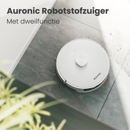 Robot Aspirateur Auronic - Avec fonction balayage - WiFi et App - Station de charge - Animaux domestiques - Navigation laser - Blanc