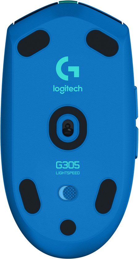 Souris de jeu Logitech G305 Lightspeed Bluetooth, optique, bleue, 6 boutons, 12 000 dpi, rétroéclairée, ergonomique
