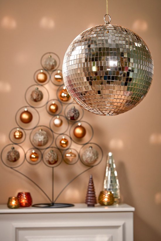 Décorations Mica Discobal de Noël - Ø 25 cm - Champagne