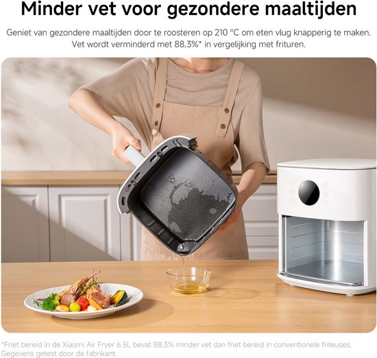 Friteuse à air chaud Xiaomi XL 6,5 L – 220 °C – Pour 500 g de frites – Noir
