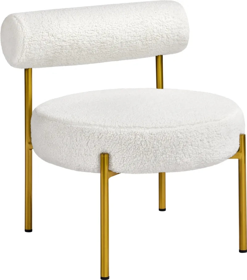 Yaheetech Lounge Chair 63 × 58 × 65 cm - White Bouclé - Chaise relaxante moderne avec assise ronde et pieds en métal