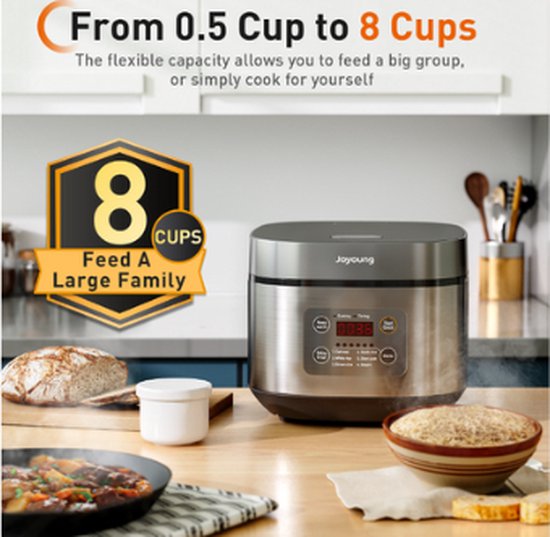 Joyoung - Cuiseur à riz/cuiseur vapeur multifonction 4 L - Appareil de cuisine domestique intelligent et automatique - Cuisinière - Cuisson électrique - Appareil électroménager - Acier inoxydable