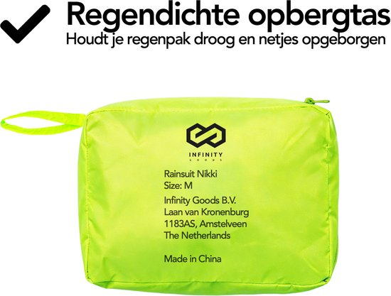 Infinity Goods Combinaison de pluie Nikki - Femme et Homme - Taille M - Imperméable et respirante - Réfléchissante - Jaune fluo