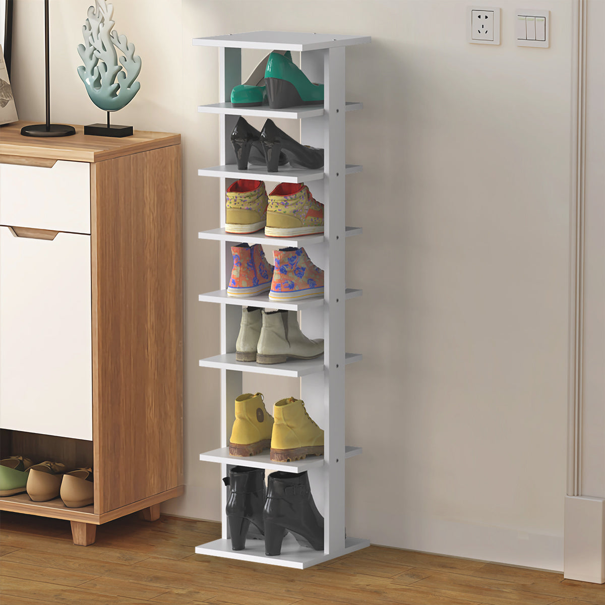 Coast Rangement pour chaussures - 8 couches - 29 x 26 x 110 cm - Blanc