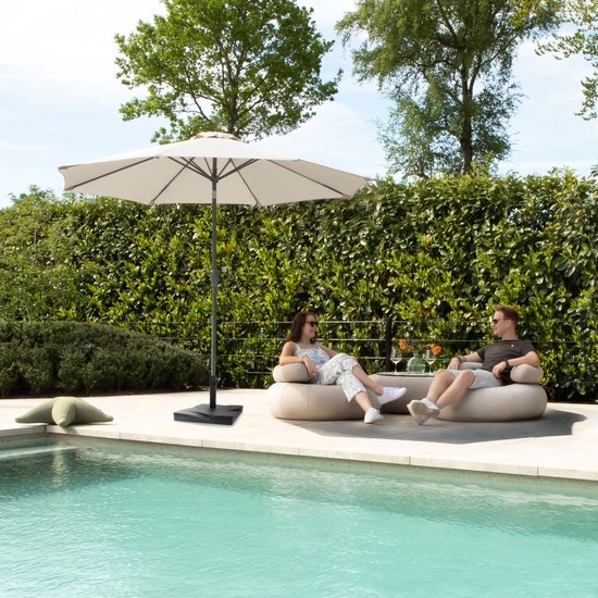 VONROC Premium Parasol à manche Recanati Ø300cm - Housse de protection incluse - Parasol rond - Inclinable - Toile résistante aux UV - Beige