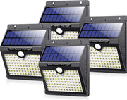 Auronic Lampe solaire d'extérieur avec détecteur de mouvement - Applique murale avec détecteur - Solaire - 97 LED - IP65 - 4 pièces - Noir