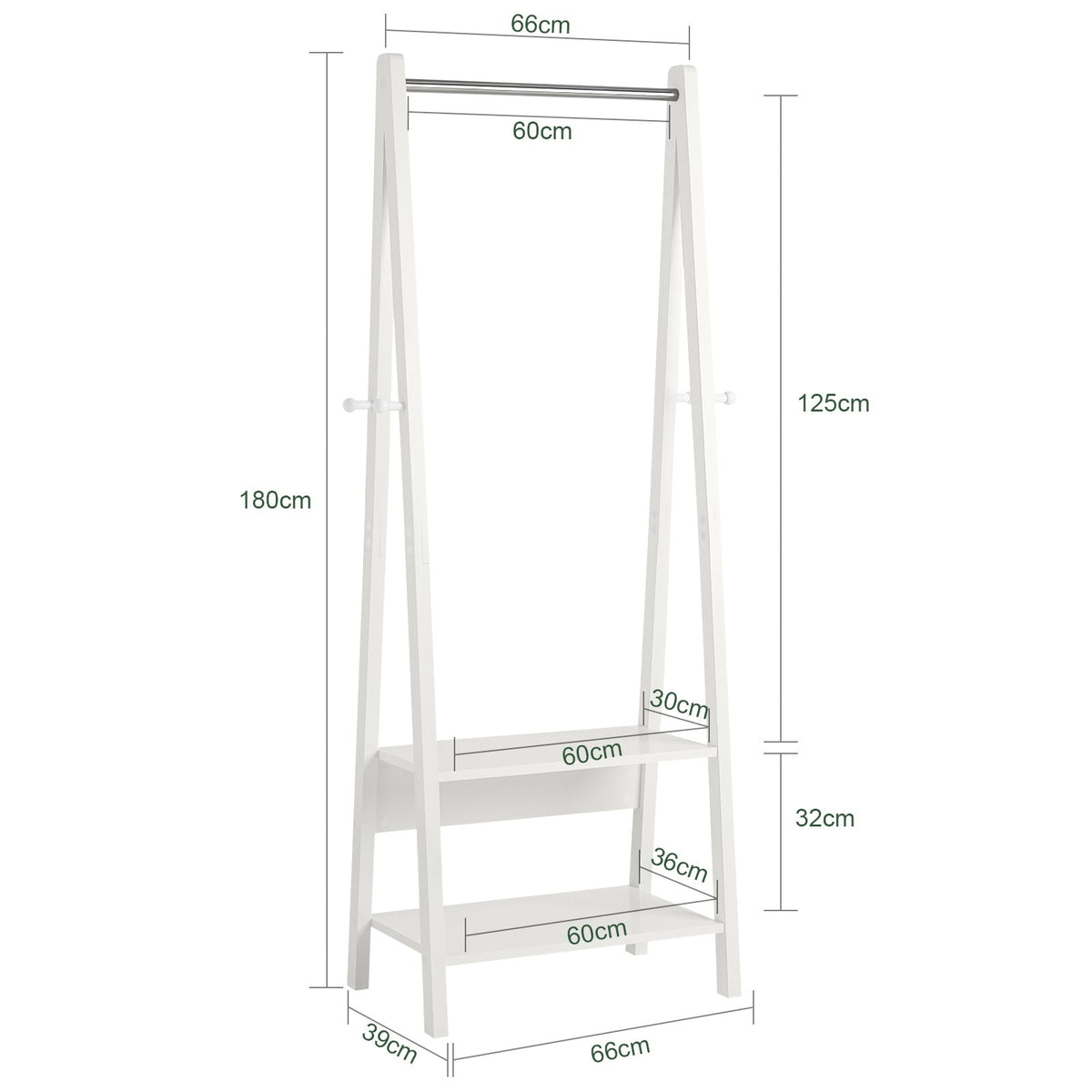 SoBuy Portemanteau - MDF - Max. 15 kg - 66 x 39 x 180 cm - Blanc