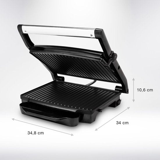 Princess Panini Grill 112415 - Grand grill à contact 30 x 24 cm - Appareil à croque-monsieur - Appareil à grill - 2 000 W - Couvercle supérieur coulissant - « Meilleur achat » selon le guide des consommateurs d'octobre 2025