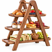 Ceruzo : présentoir en bois à 3 étages – étagère pliable – 43 x 18 x 40 cm