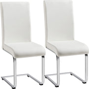Yaheetech Lot de 2 chaises de salle à manger à pied en porte-à-faux – Simili cuir blanc avec structure métallique – Capacité de charge de 135 kg