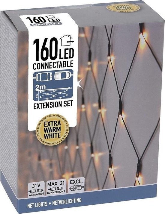 Nampook Net lighting - Linkable - 160 LED - 2 mètres - Blanc chaud
