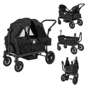 Coast 2-in-1 Twin Trolley pliable Noir - 104 x 57 x 107 cm - Avec poignée réglable et capuche amovible