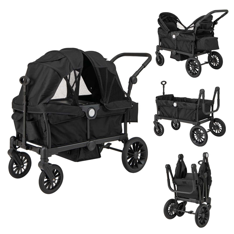 Coast 2-in-1 Twin Trolley pliable Noir - 104 x 57 x 107 cm - Avec poignée réglable et capuche amovible