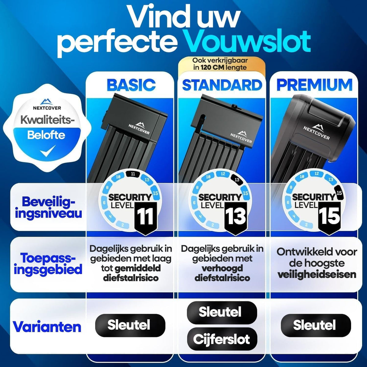 NEXTCOVER® Cadenas pliant pour vélo FoldOne avec code de combinaison FoldBasic 120 cm I Cadenas à chiffres avec technologie SteelSecure I Cadenas pour vélo cadenas pliant haute sécurité incl. support