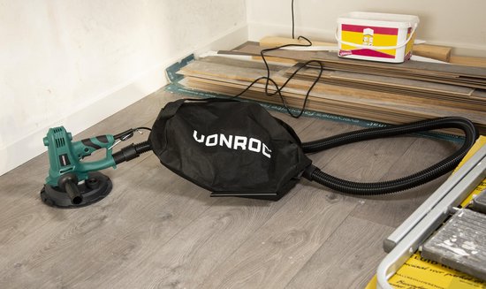 VONROC Ponceuse - 750W - Ø180MM - Plafond et mur - Tuyau et sac de collecte de poussière inclus