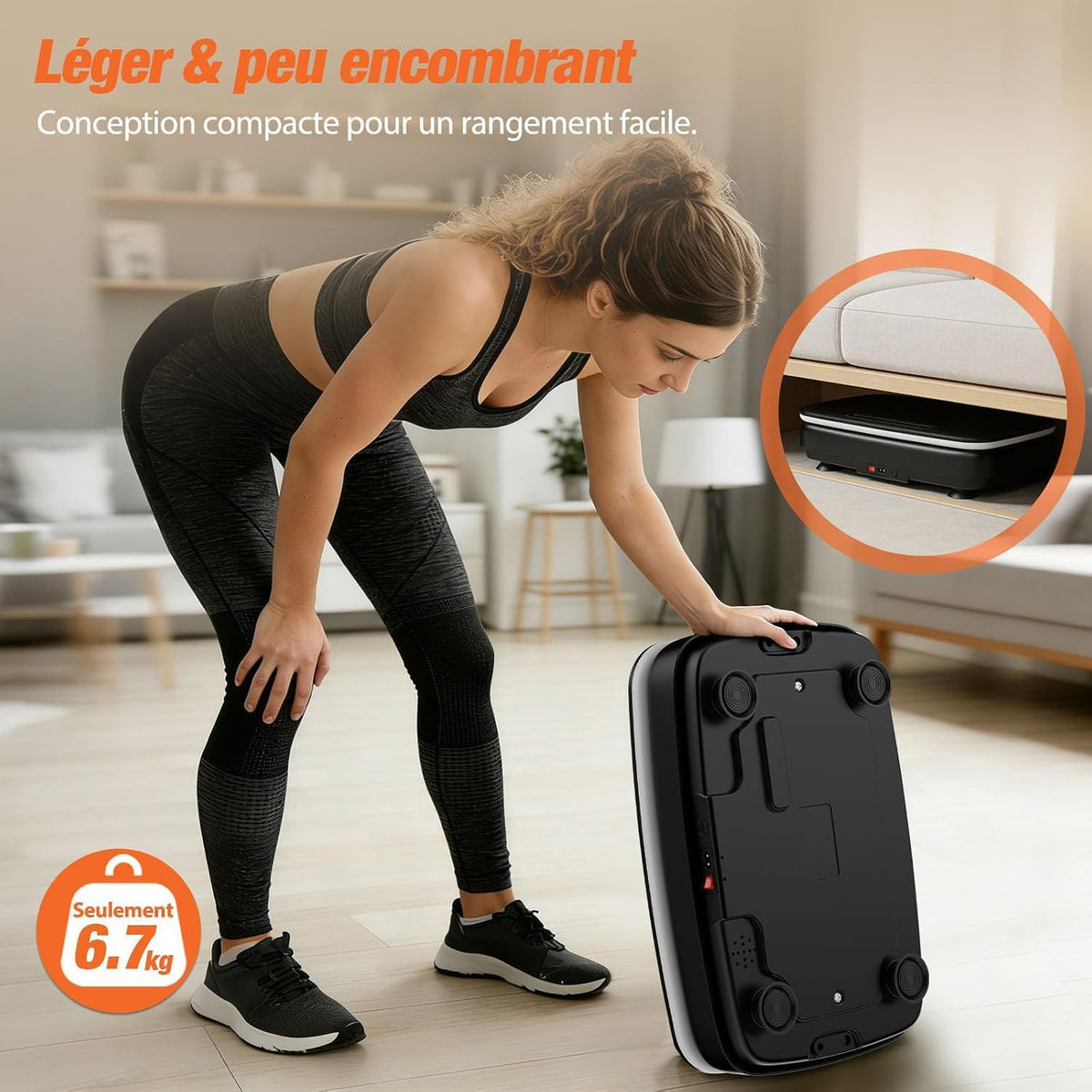 Plateforme vibrante DH FitLife – 99 niveaux de vitesse, Bluetooth, éclairage LED et bandes de résistance – Noir