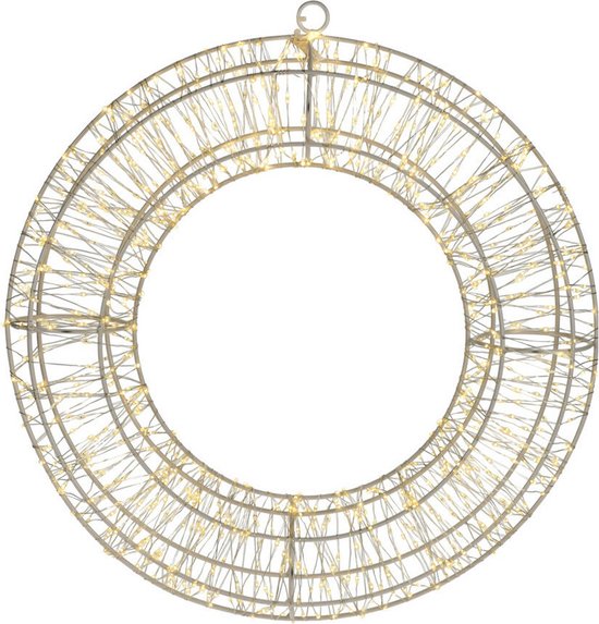 Couronne lumineuse - blanc chaud - D38 cm - métal - guirlande de Noël - couronne de Noël lumineuse