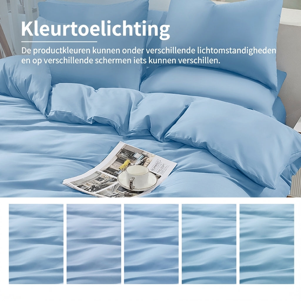 Ensemble de housse de couette Ochama en coton - 200 × 200 cm - bleu