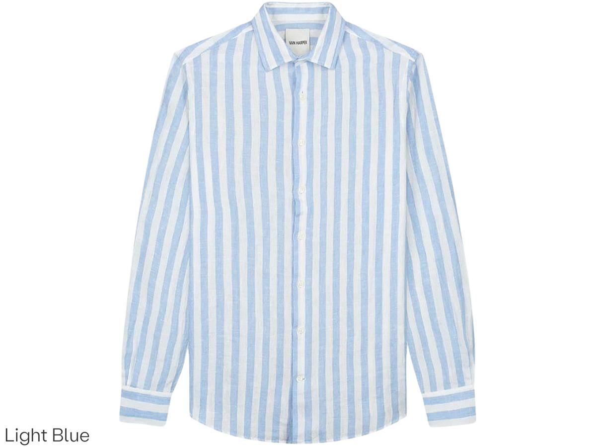 Chemise en lin Van Harper - Coupe régulière - taille XL - Rayures vert feuille