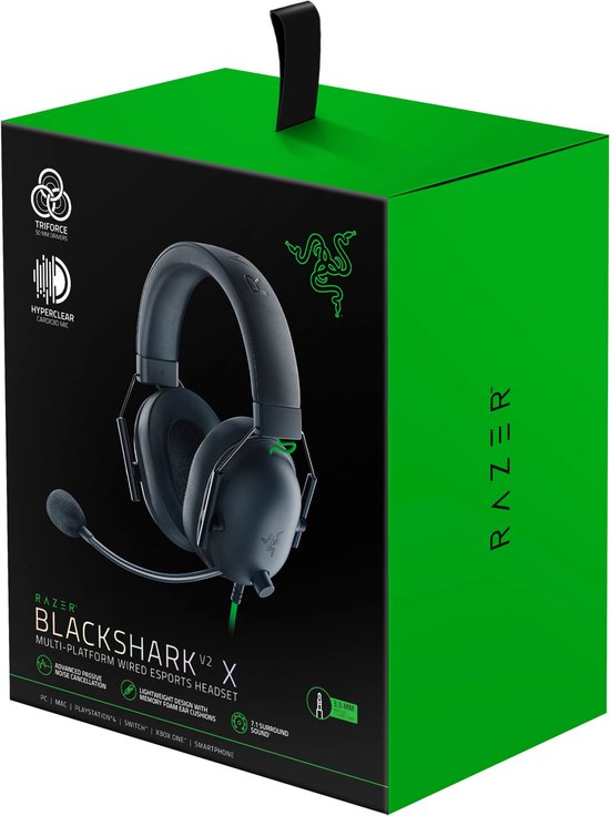 Razer Blackshark V2 X - Casque gaming - Son surround 7.1 - Pour PC/PS4/Xbox One/Nintendo Switch - Noir