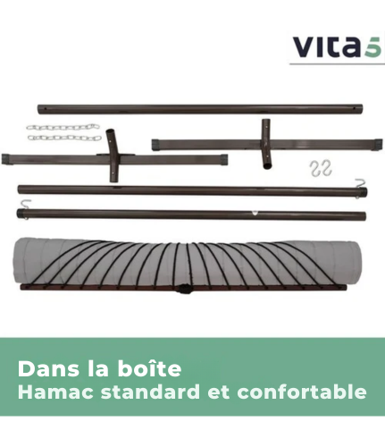 Hamac de jardin - Vita5 - Toile de hamac + socle - Résistant aux UV - Gris