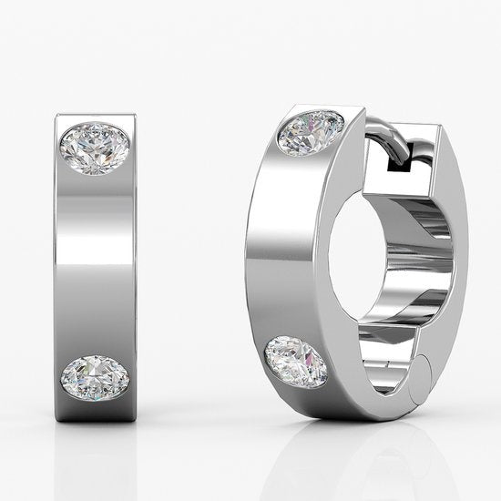 Yolora Elgance Boucles d'oreilles avec cristaux Kalpa Camaka - Argent - Plaqué or blanc 18K - Boucles d'oreilles femme - Bijoux - Coffret cadeau de luxe - Coffret cadeau - Coffret cadeau exclusif - Bel emballage cadeau