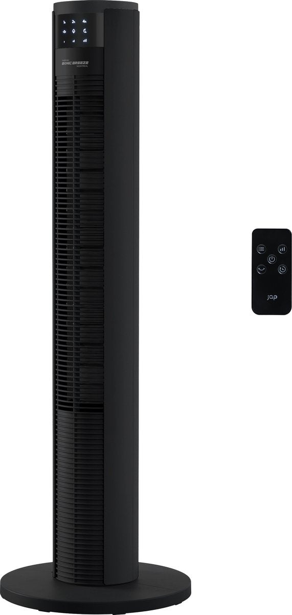 Ventilateur sur pied - JAP Appliances -  silencieux (46dB) - avec télécommande - 6 niveaux - Noir mat