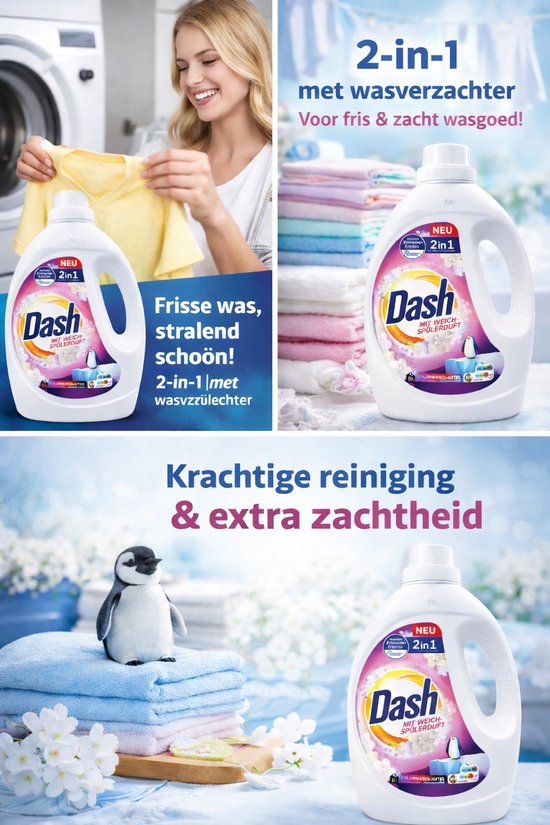 Dash 2w1 - Lessive - Protection des couleurs - 50 lavages - 2,25 l
