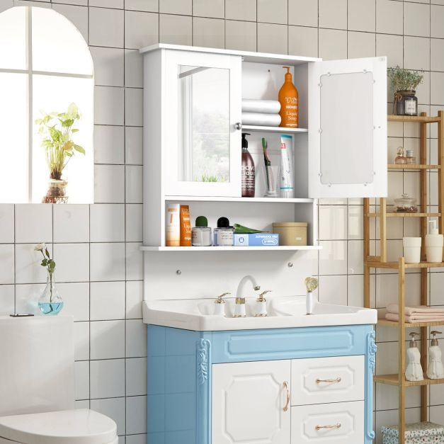 Coast Armoire de toilette avec miroir et étagère - 58,5 x 56,5 x 13,5 cm - Blanc