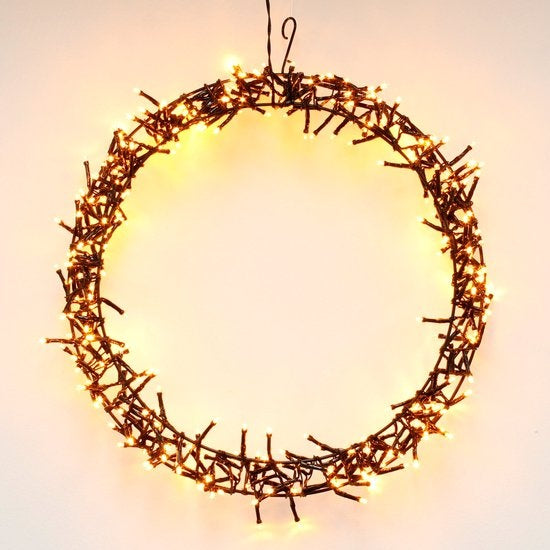 H&S - Couronne de Noël - Anneau - ˜38cm - 300led - Extra Warm White - 8 réglages