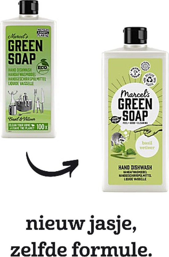 Savon vert Marcel liquide vaisselle Basilic & Vétiver Herbe