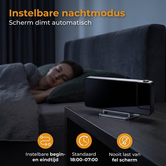 Réveil numérique Nuvance avec projection - Horloge numérique pour chambre à coucher - Fonction snooze - Réveils numériques - Réveil