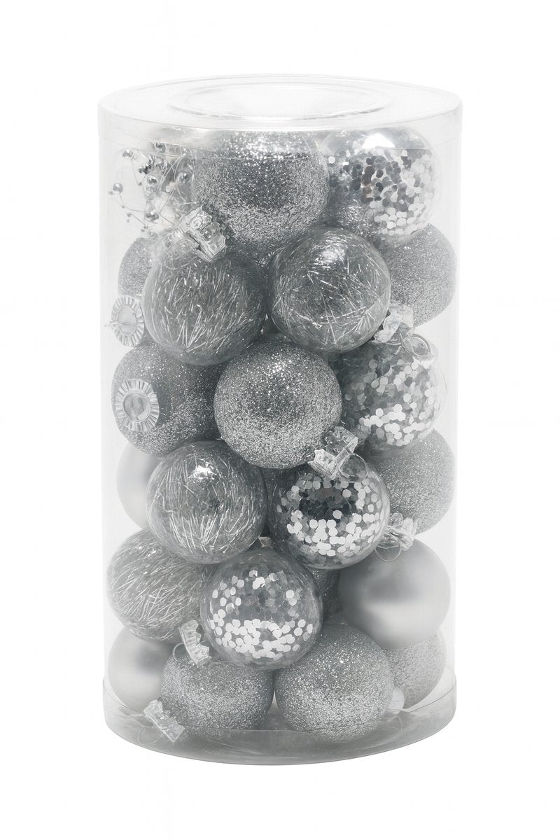Lot de 50 boules de Noël argentées Ø 5 cm - Décoration de Noël élégante et durable