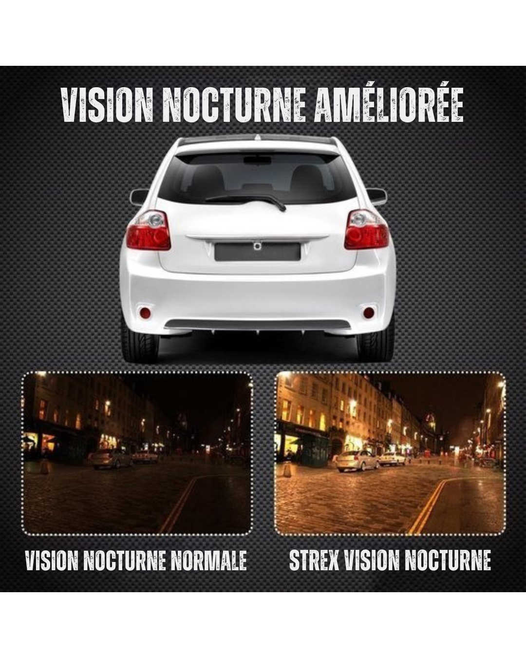 Caméra de recul Strex - RCA universel - Vision nocturne 12 LED - Étanchéité IP68 - voiture - noir