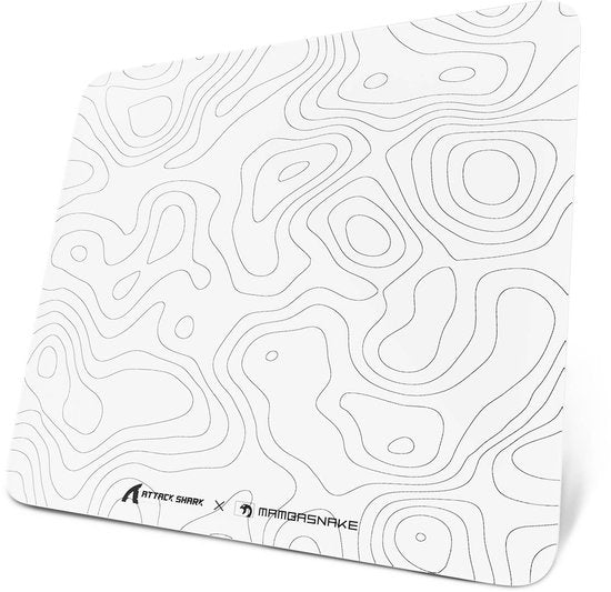 Tapis de souris gaming ATTACK SHARK CM05 en verre trempé - Tapis de souris en verre - Surface ultra-lisse - Verre trempé 9H - 45 × 40 cm - Tapis de souris eSport - Ligne de contour blanche