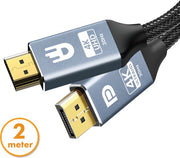 Drivv. Câble Premium Displayport vers HDMI - 4K 30hz - Nylon - 2 mètres - Gris