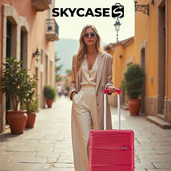 SC Travelin' Charm – Valise de voyage moyenne de 24 pouces – Serrure à combinaison – 41 x 24 x 69 cm – 68 L – Légère, étanche et résistante – Rouge V2
