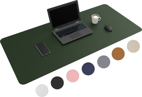 Tapis de bureau professionnel WURK - cuir synthétique - Organisateur de bureau - Accessoires de bureau - Comprend un clip pour câble - Tapis de souris XXL - 120x60 - Vert