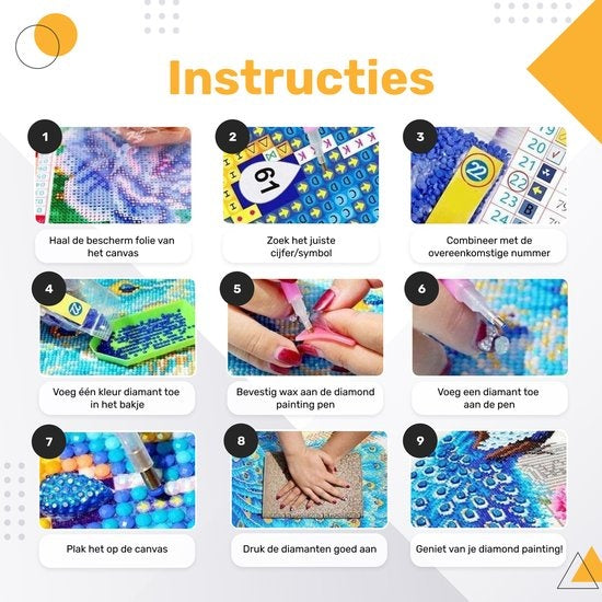 Rubye® Peinture au diamant adultes - Peinture au diamant enfants - Peinture au diamant paquet complet - Oiseaux et fleurs - 40x50cm